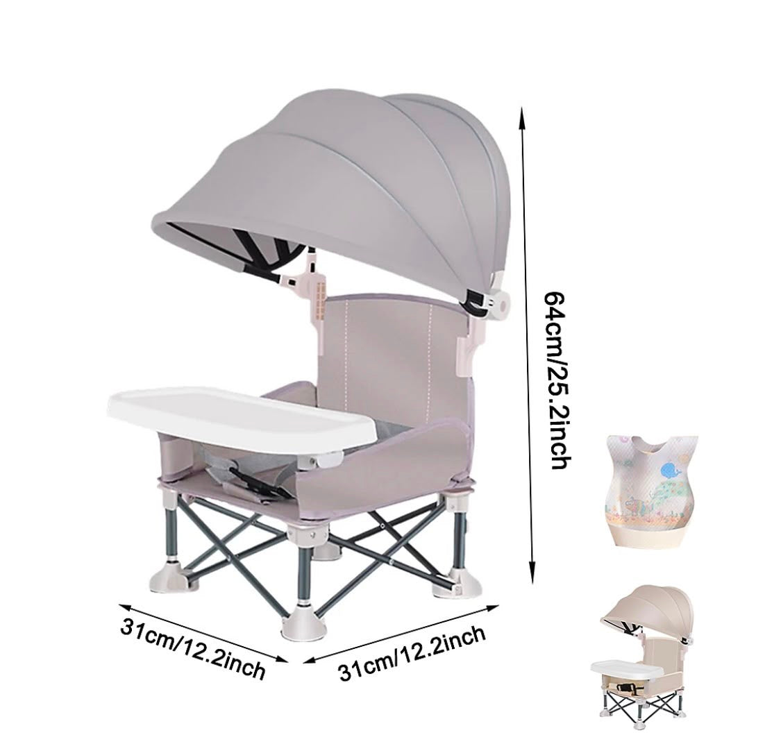 Kidspark Beachy Highchair | food tray | very portable | canopy | detachable