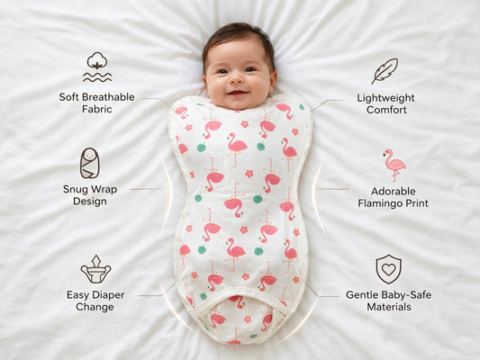Kidspark Sleepie Pro | strawberry Premium Baby Swaddle Wrap | 1 TOG | Soft Breathable Newborn Sleep Sack | Anti-Startle Sleep Wrap | 0-6 month