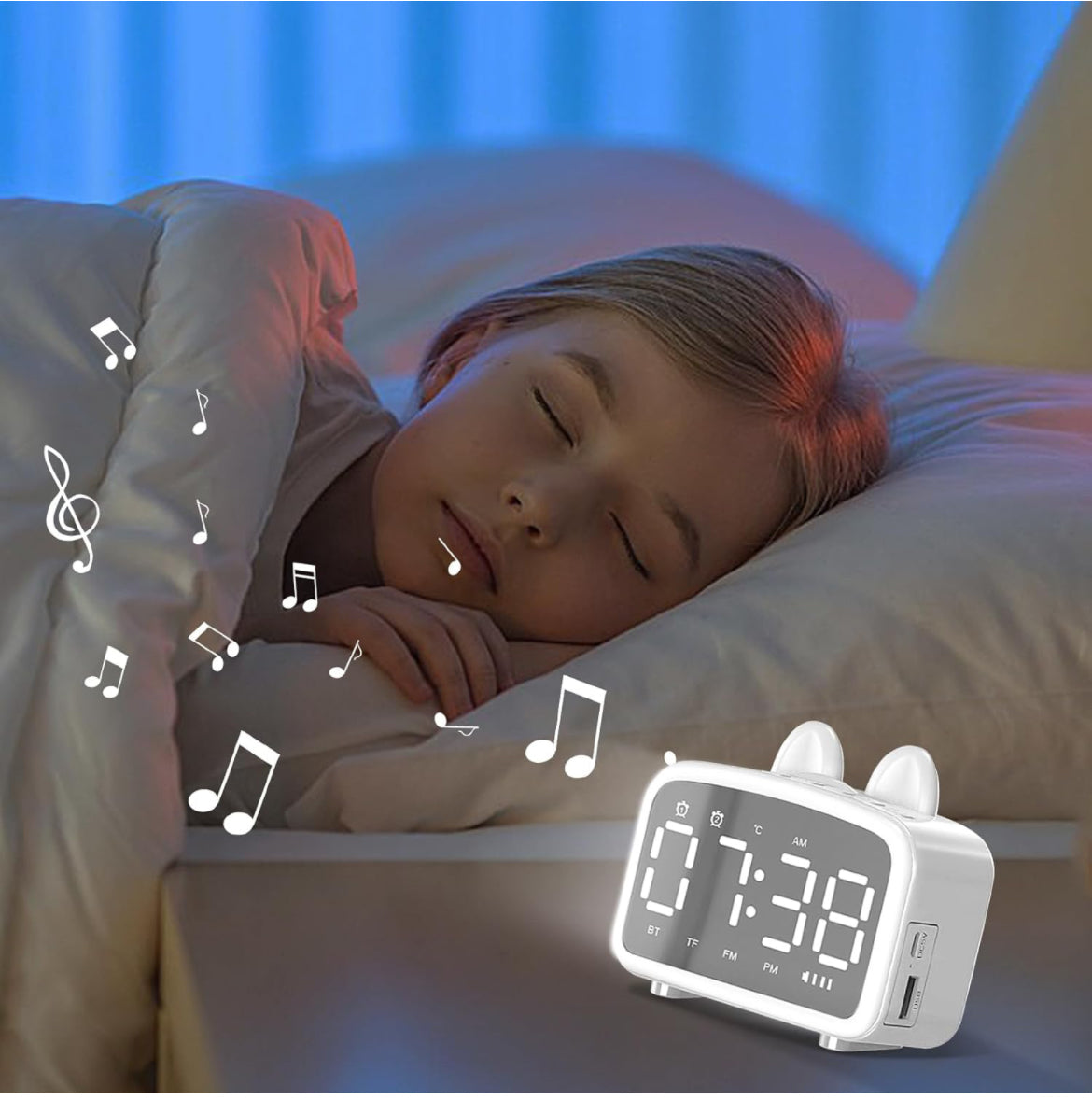 Premium quality digital alarm clock + Bluetooth speaker with nightlight - Kidspark