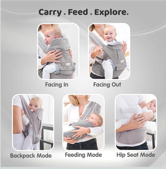 Kidspark carry me premium baby carrier | cushioned strap | bottle holder | hip seat