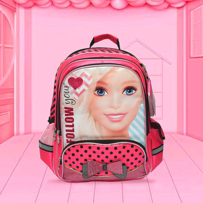 Premium Quality Barbie Princess Bag For School Student (pink stripes) - Kidspark