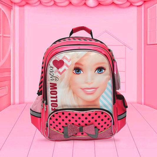 Premium Quality Barbie Princess Bag For School Student (pink stripes) - Kidspark