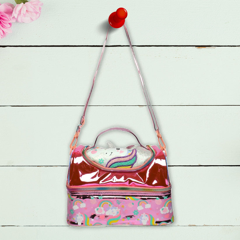 Premium Quality unicorn Multipurpose Double Decker Insulated tiffin-Bag For Kids