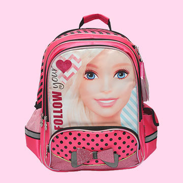 Premium Quality Barbie Princess Bag For School Student (pink stripes) - Kidspark