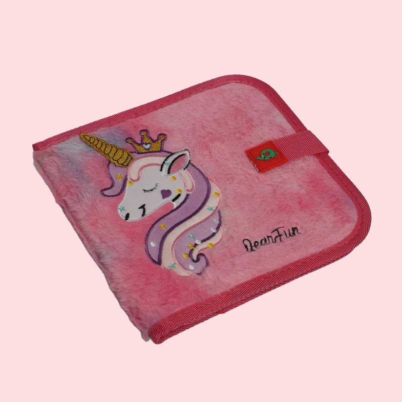 Premium Quality FUR unicorn Kids Erasable Doodle Book - Random Print - 6 sided 4 markers