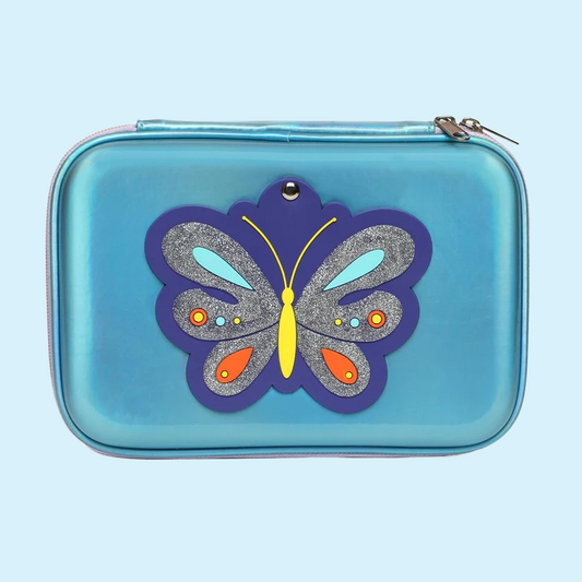 ZORSE School Kids Hard mirror Case butterfly Pencil Pouch (blue) - Kidspark