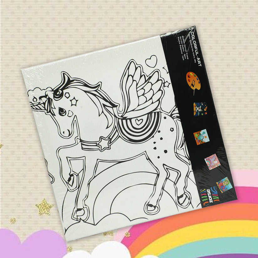 ZORSE unicorn six shades of Expression wooden frame canvas painting set 25 x 25cm
