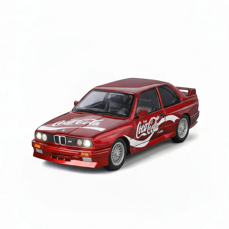 Che Zhi BMW M3 E30 Coca-Cola 1:24 Diecast Pull Back Car Light Sound Open Doors