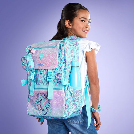 Big 18’’ Smiggle Pink Blue -Sea Horse Backpack - Luxury Quality