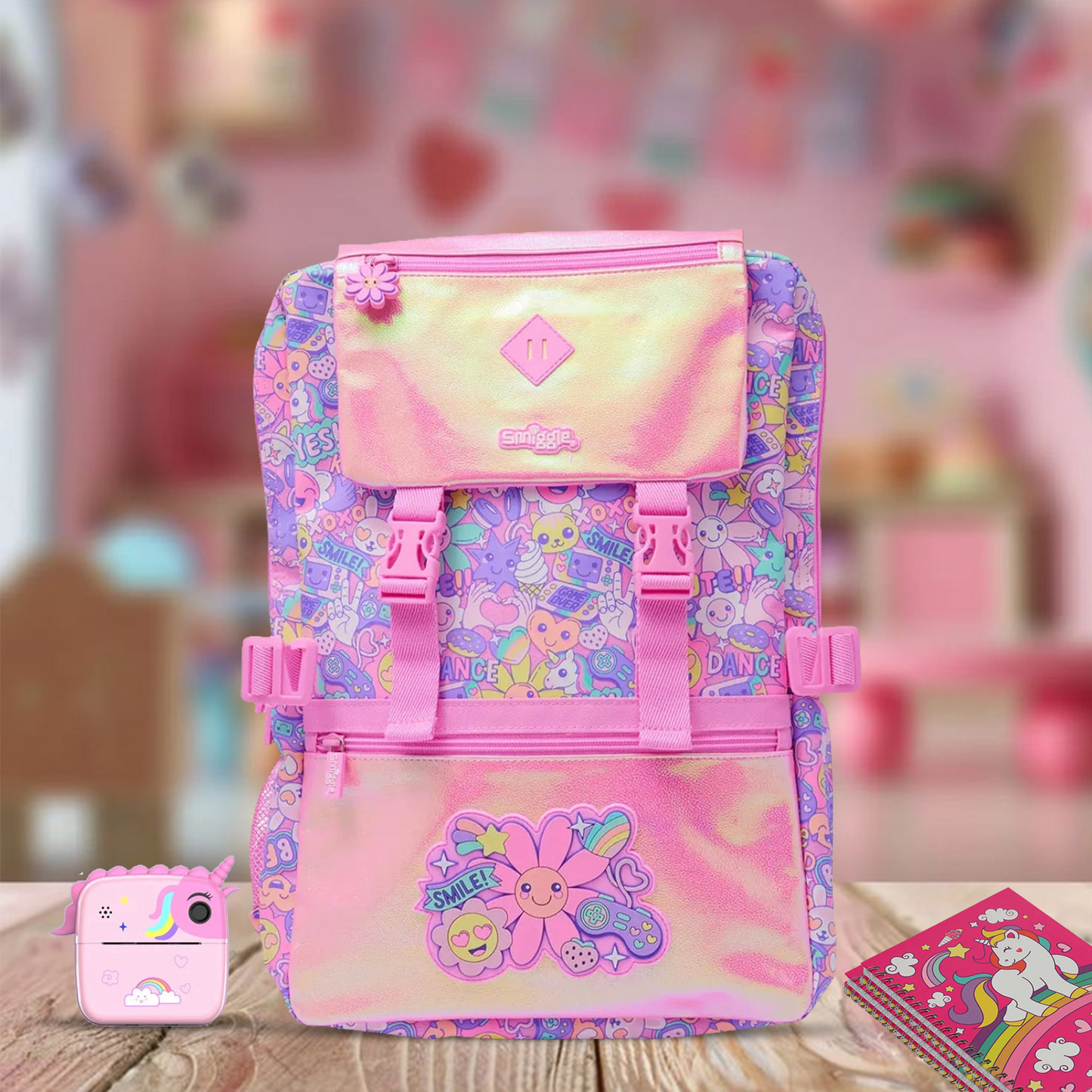 Big 18’’ Smiggle pink Sunflower Backpack - Luxury Quality