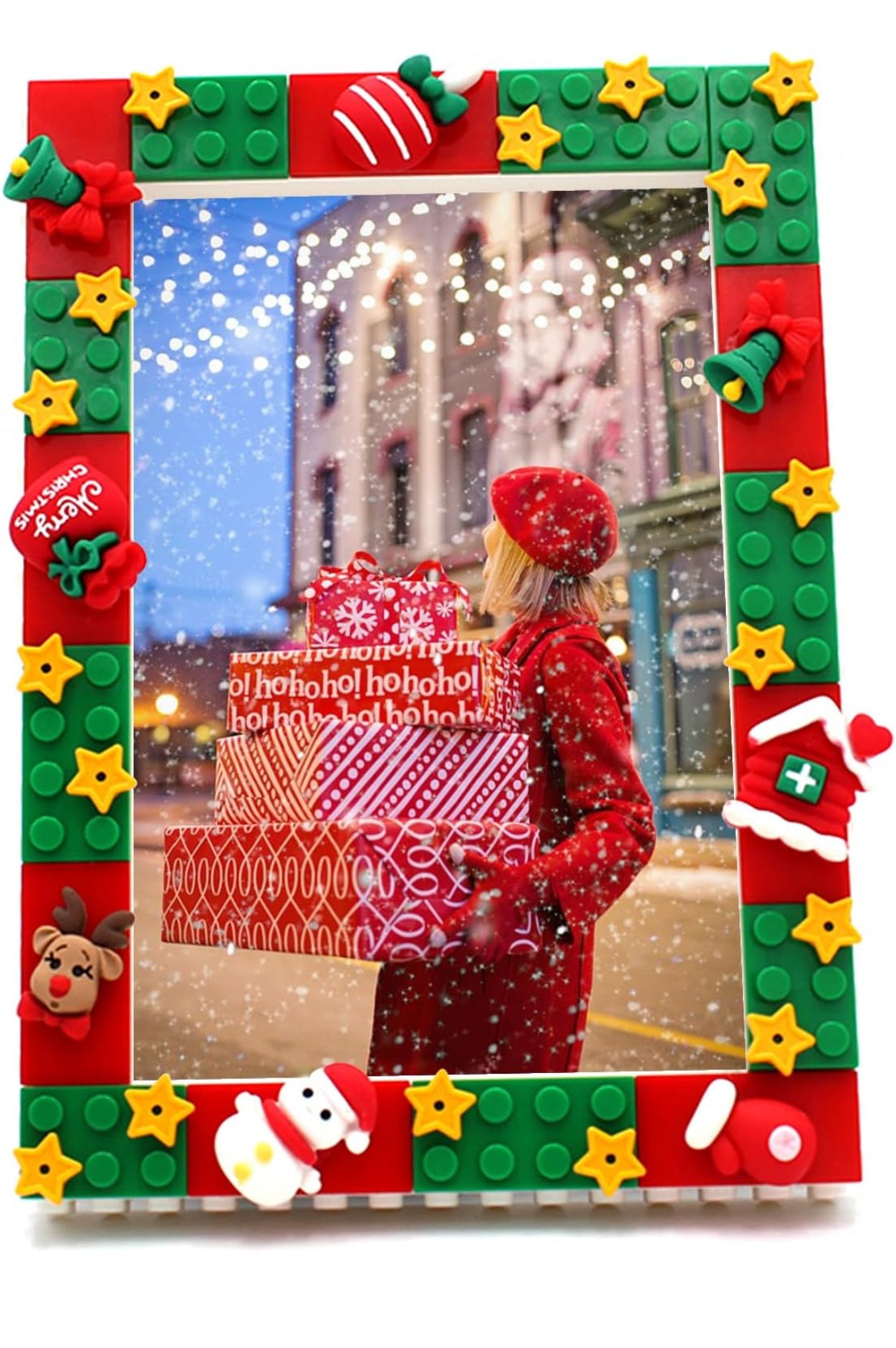 Building blocks DIY lovely Christmas photo frame ( 4’ X 6’ ) (snowflake)