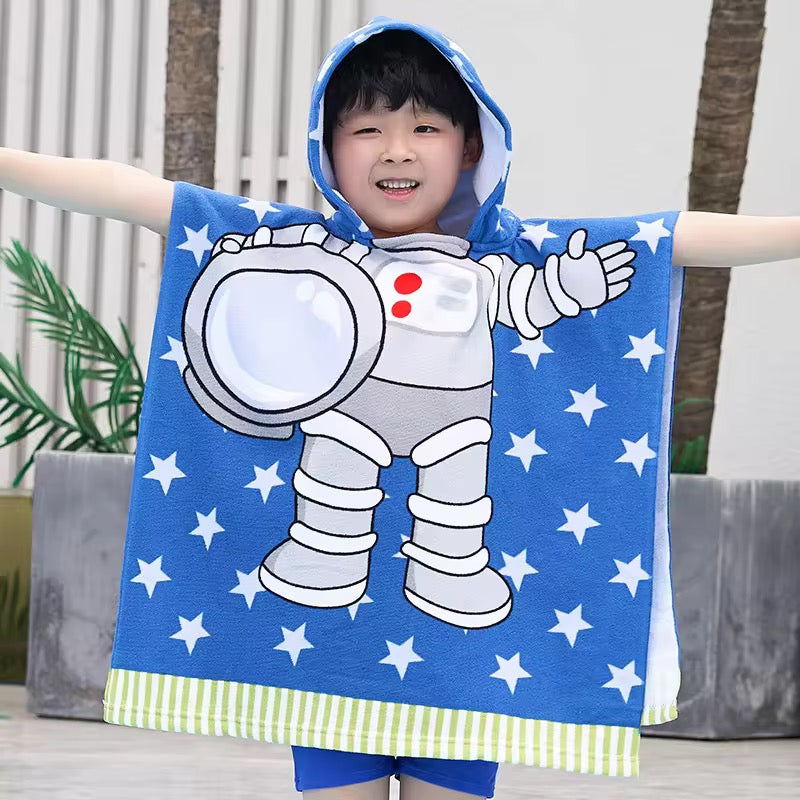 Snuggly Joy: Adorable Cartoon Print Hooded Microfiber Baby Bath Towel - Kidspark