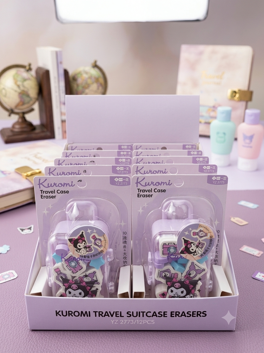 Kuromi CHIC suitcase eraser set