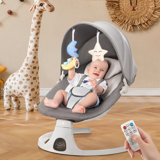 Baby Swing for Infants, Bluetooth Infant Swing with Music Speaker, Bluetooth Touch Screen/Remote Control Timing Function with 5 Speeds, 3 Seat Positions,10 Music, 5 Point Harness Belt