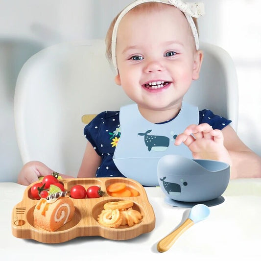 Neon Elephant Bamboo Suction Set – Safe, Eco-Friendly Baby Feeding Essentials