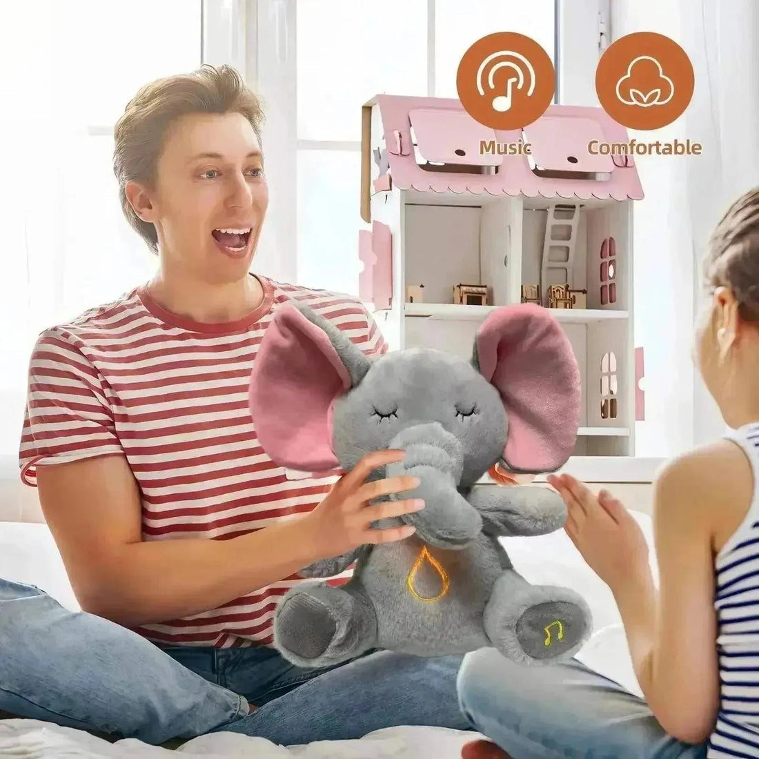 Premium Breathing elephant Plushie with melodious music