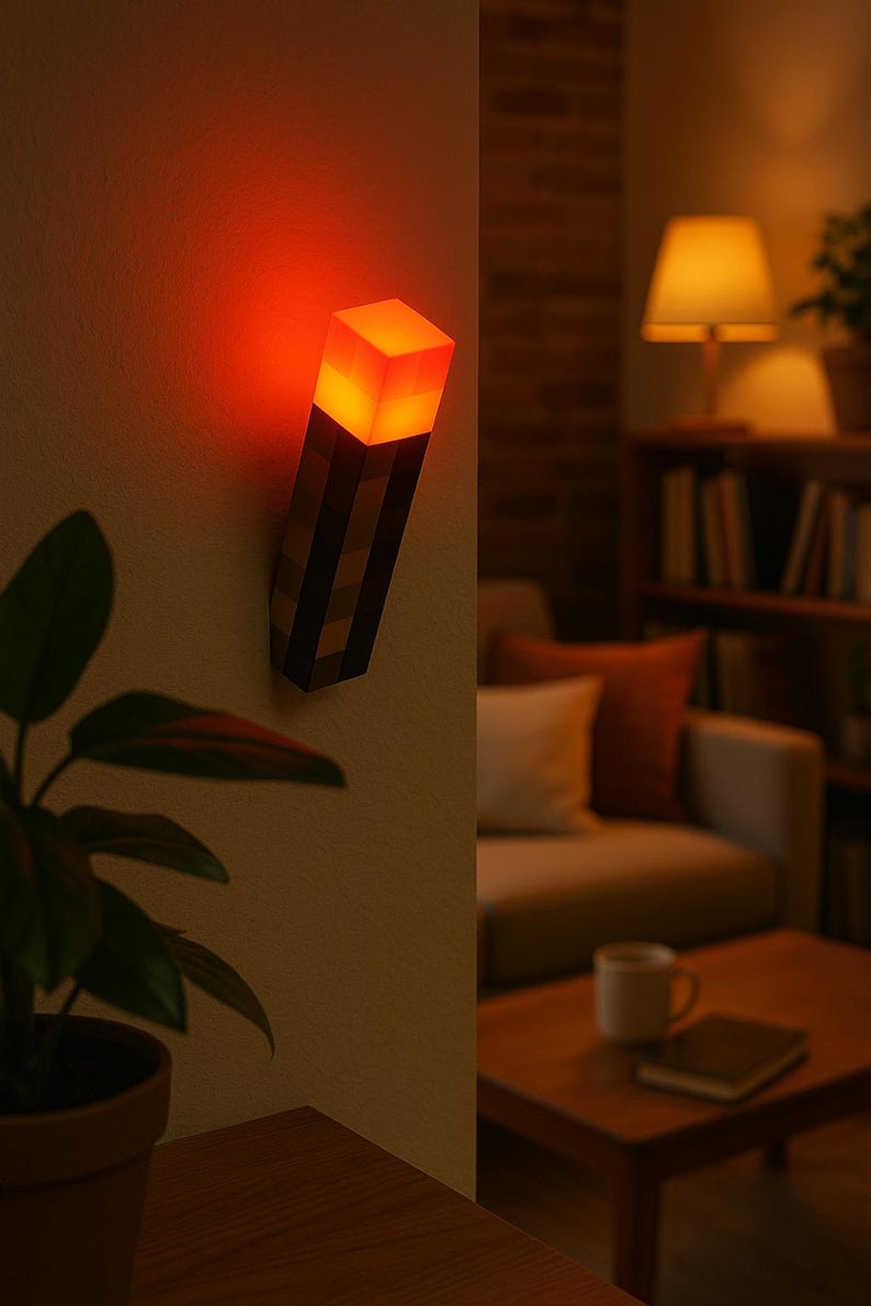 Minecraft Torch Night Light – 4 colour USB LED Wall Lamp
