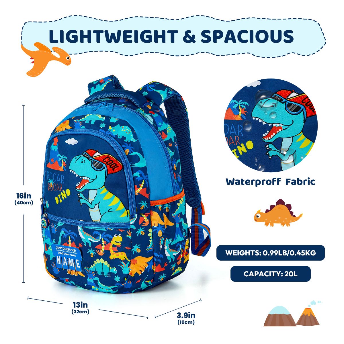 Vest - 16 inch Customise Me dino Backpack | Luxury Quality