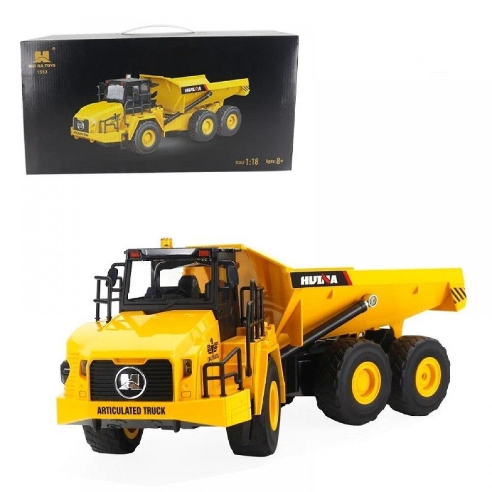 Huina 1553 Rc Excavator Huina 1: 16 11CH 2.4G Electric Sound and Light Alloy Metal Dump Car RC Die-cast Truck Remote Control Toys
