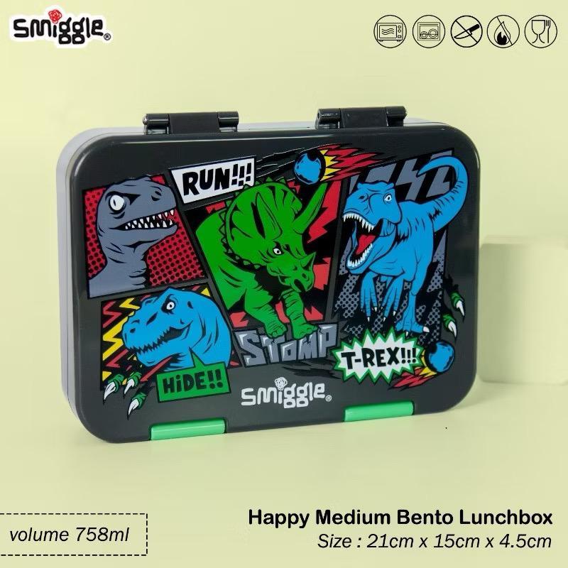Smiggle T-rex Happy Medium Bento 758 ML Lunchbox | Leakproof