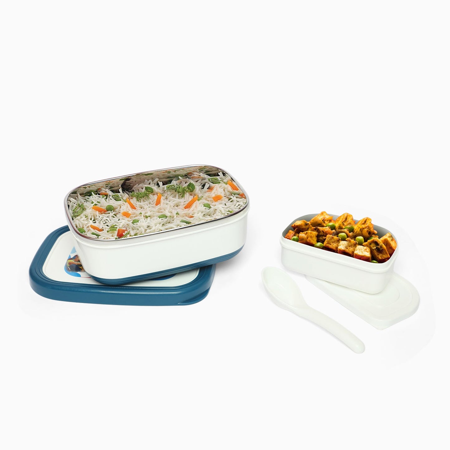 Dino stainless Steel 2 compartment lunch box