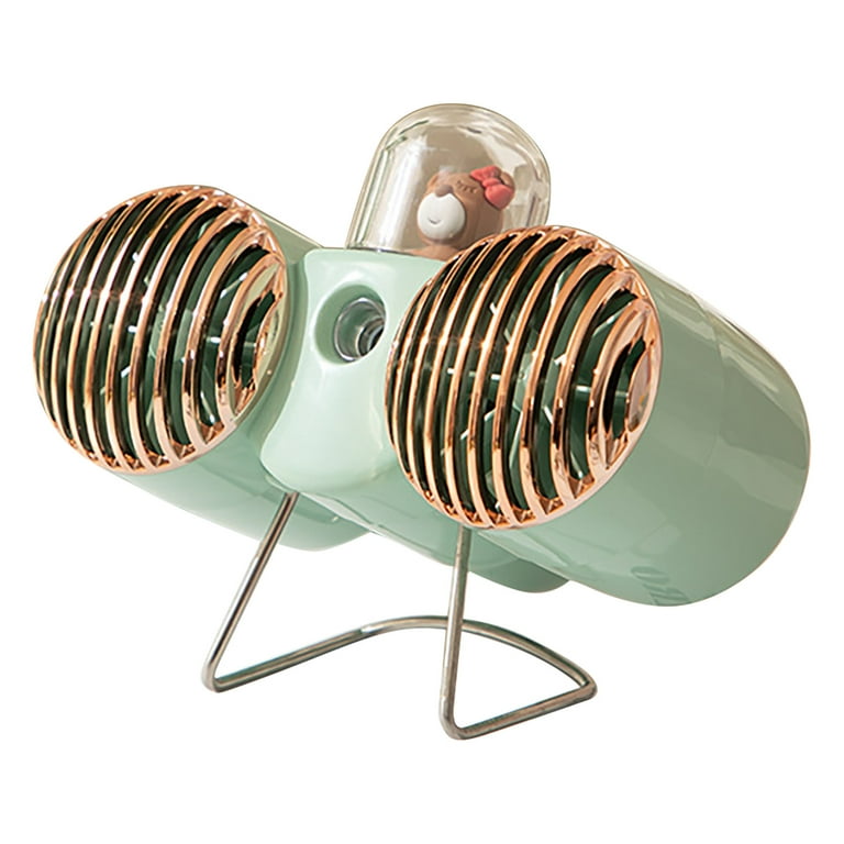 Mini desk Fan Silent Powerful Cute bear Dual Head Desk Cooling Fan with Water Mist Sprayer