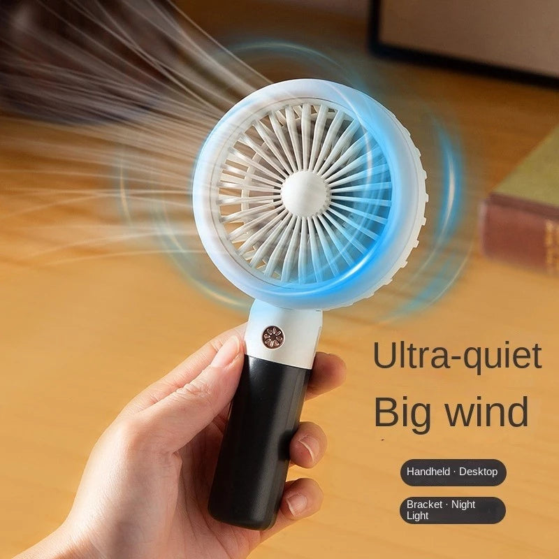 Retro hand fan home desktop fan with light | portable usb rechargeable