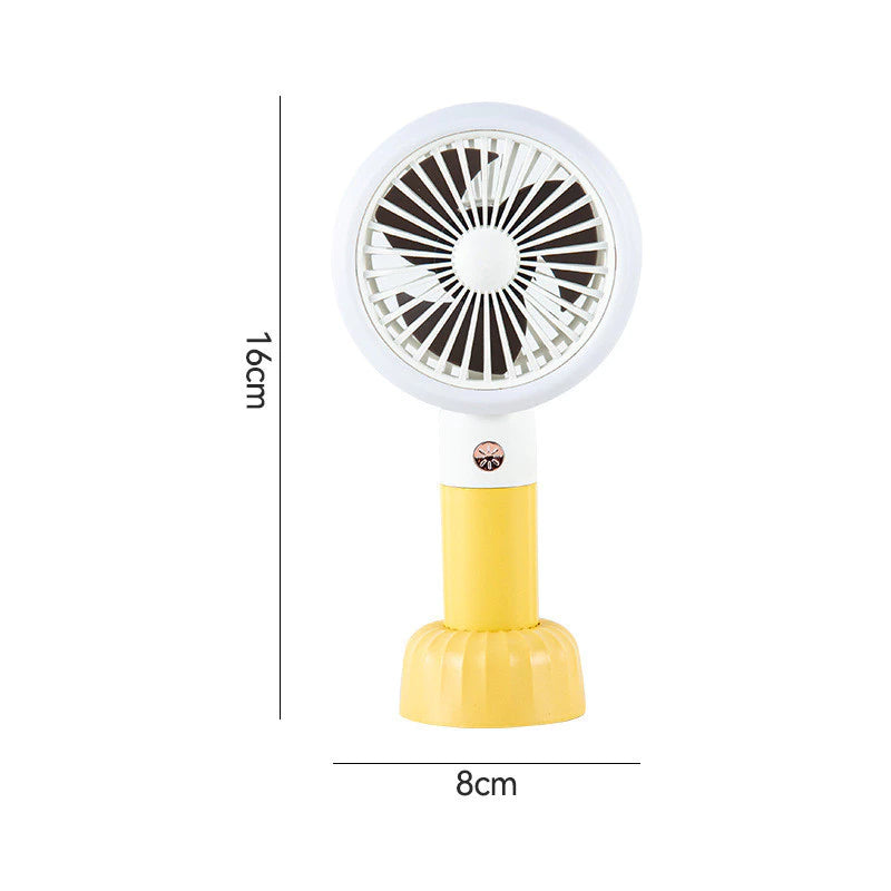 Retro hand fan home desktop fan with light | portable usb rechargeable