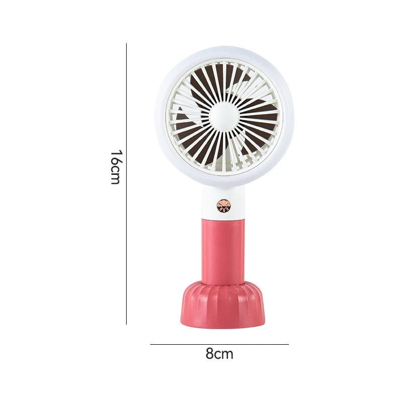 Retro hand fan home desktop fan with light | portable usb rechargeable