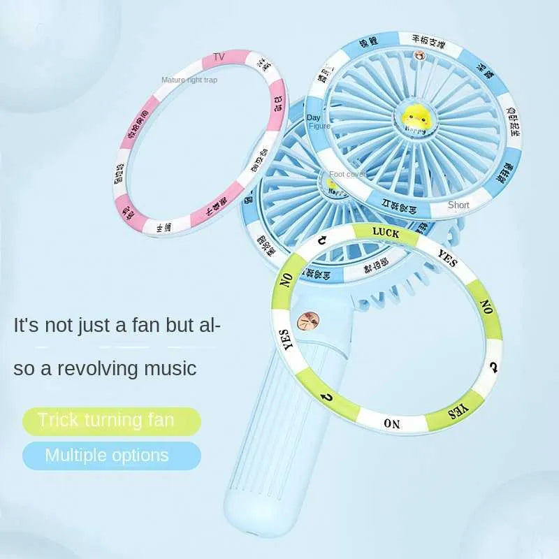 Handheld Fan Fun Turntable 3 speed Power Silent | USB charging with mini games - Kidspark