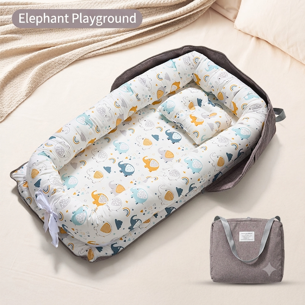 Kidspark Baby Lounger Cover Adjustable Baby Nest Cover for Co Sleeping, Ultra Soft 100% Cotton Baby Bed Cover Perfect for Traveling and Napping