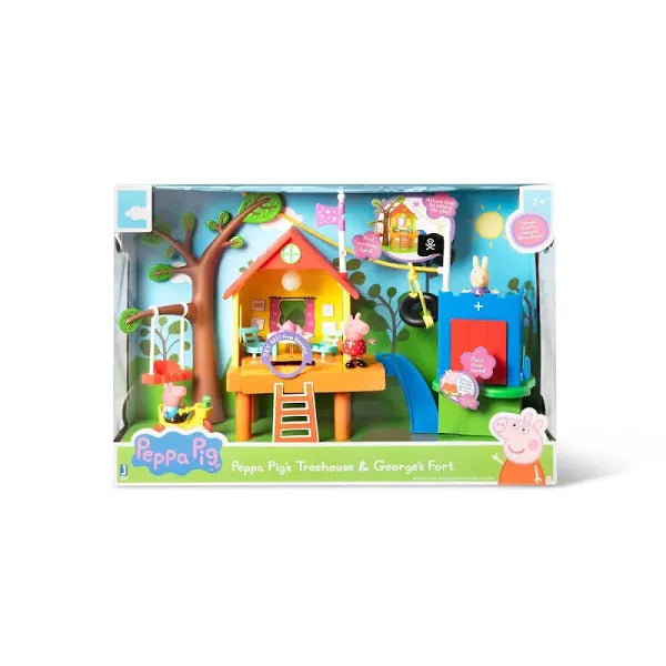Peppa Pig's Treehouse & George's Fort Playset with Richard Rabbit - Kidspark