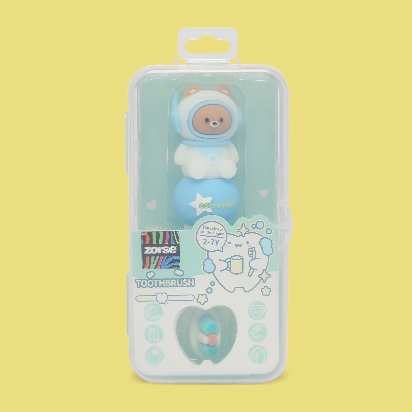 ZORSE baby toothbrush special curated for your child's teeth in style 2-7 year olds (random space bear-print) - Kidspark