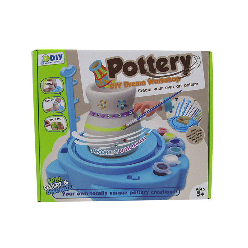 Pottery Wheel Kit for Kids,Complete Pottery Wheel and Painting Kit for Beginners, Educational Creative DIY Pottery Wheel, with Clay Paints and Tools DIY Toy - Kidspark