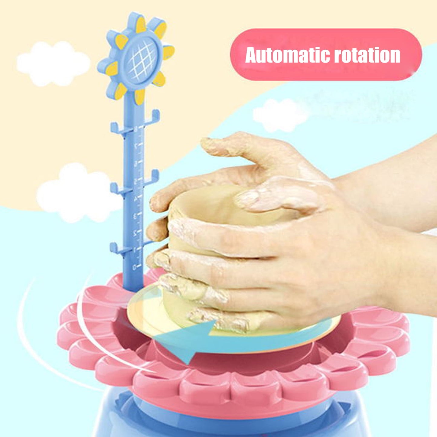 Pottery Wheel Kit for Kids,Complete Pottery Wheel and Painting Kit for Beginners, Educational Creative DIY Pottery Wheel, with Clay Paints and Tools DIY Toy - Kidspark