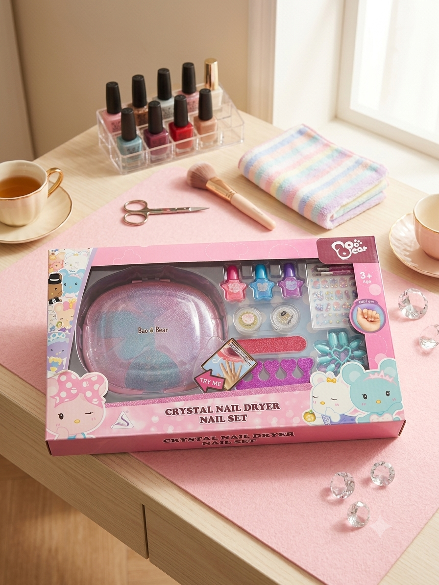 Bao Bear Deluxe Crystal Nail Dryer & Polish Set