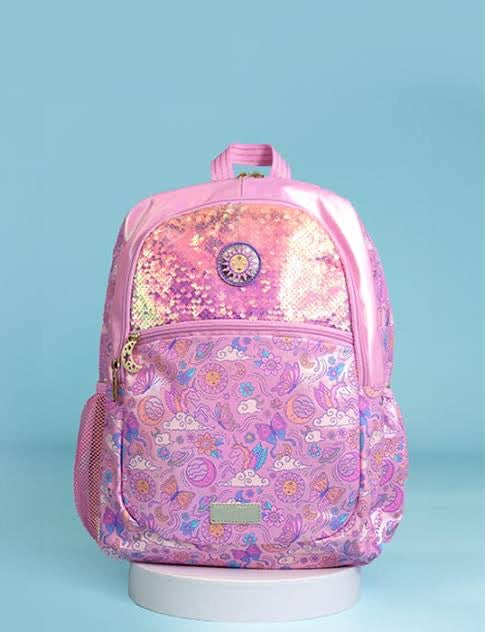 Smiggle - 16 inch Premium pink sunflower sequin Backpack