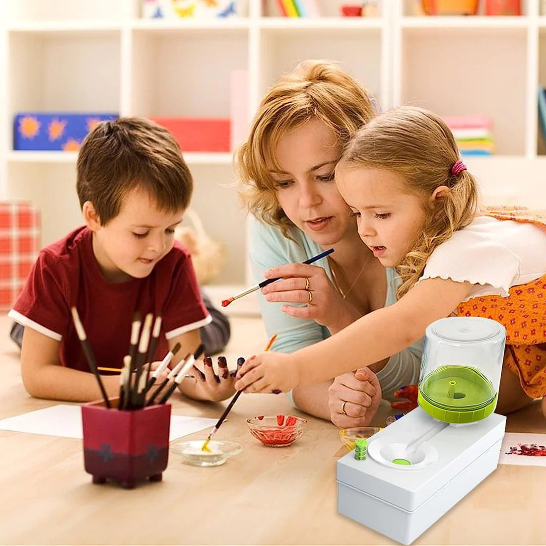 Multifunctional Paint Brush rinser with Fresh Water Cycle in every flush ( pink ) - Kidspark