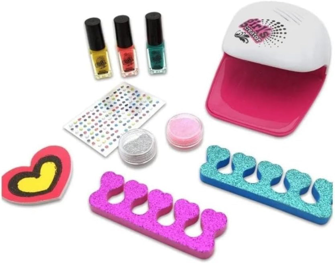 Kids Nail Polish Set, Glam Nail Salon, Pedicure and Manicure Kit, Girls Nail Kit 5-12 Years Old Girls Nail Salon Decoration Set with Nail Dryer 10 pcs set - Kidspark