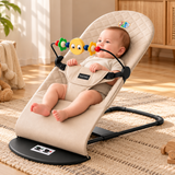 Kidspark Infant Natural Swing Bouncer | Compact | Foldable and Multi Recline Back | Removable Toybar/Fidget Bar | 0-9 months