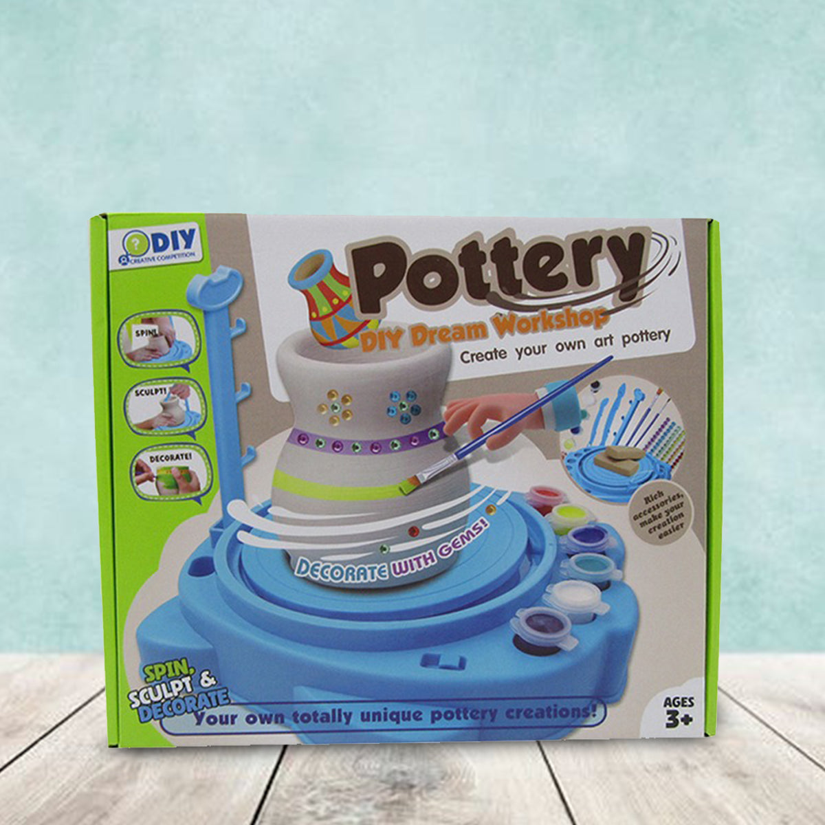 Pottery Wheel Kit for Kids,Complete Pottery Wheel and Painting Kit for Beginners, Educational Creative DIY Pottery Wheel, with Clay Paints and Tools DIY Toy - Kidspark