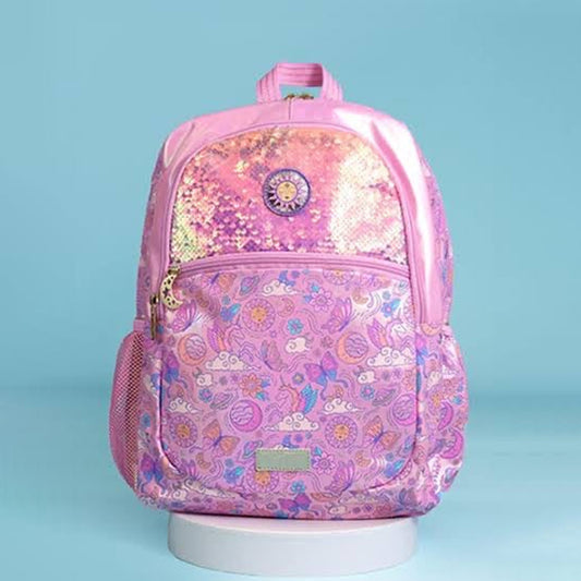 Smiggle - 16 inch Premium pink sunflower sequin Backpack