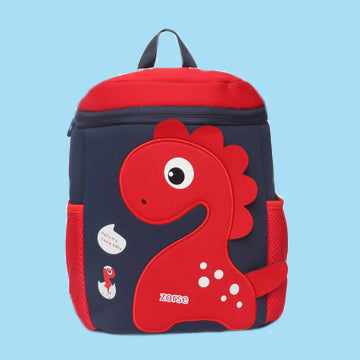 ZORSE Premium Quality 3D Dino Backpack for kindergarten kids single zip small size (red) - Kidspark