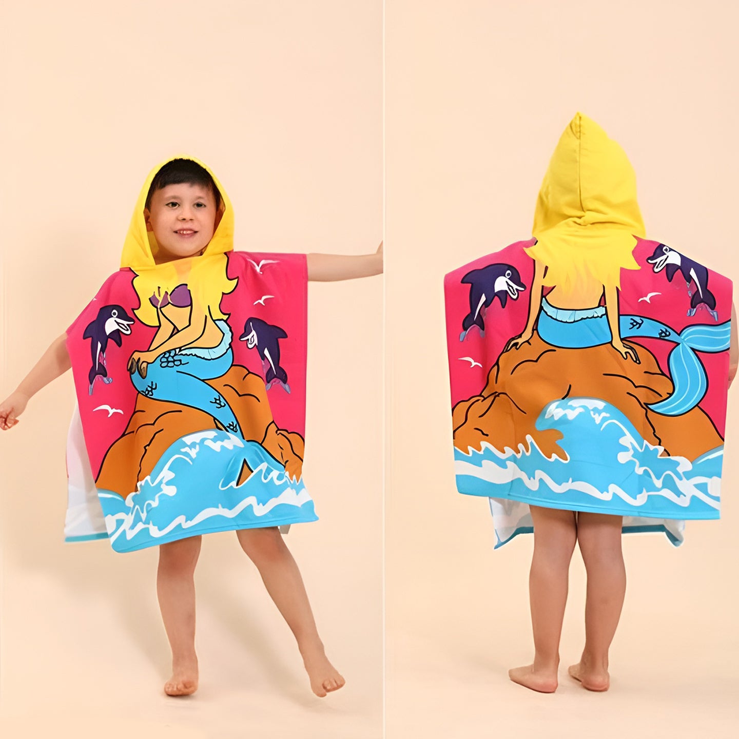 Snuggly Joy: Adorable Cartoon Print Hooded Microfiber Baby Bath Towel - Kidspark