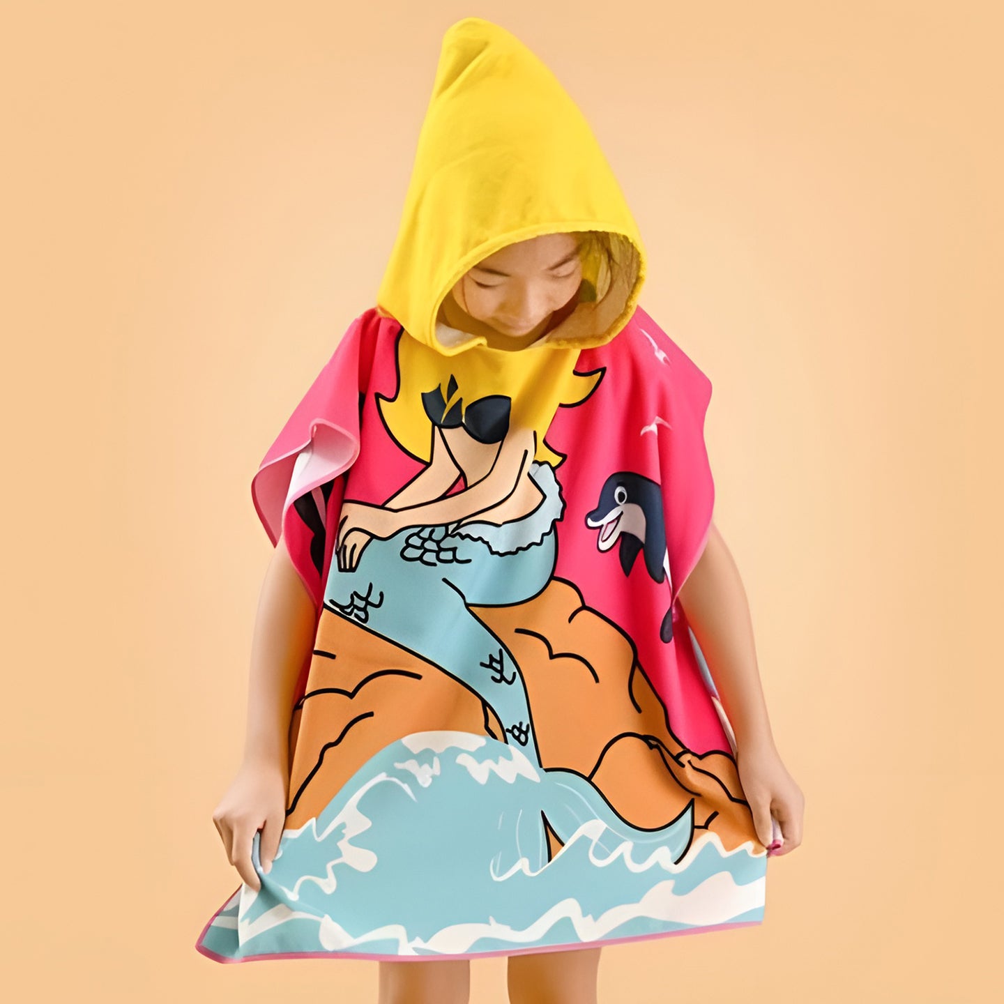 Snuggly Joy: Adorable Cartoon Print Hooded Microfiber Baby Bath Towel - Kidspark