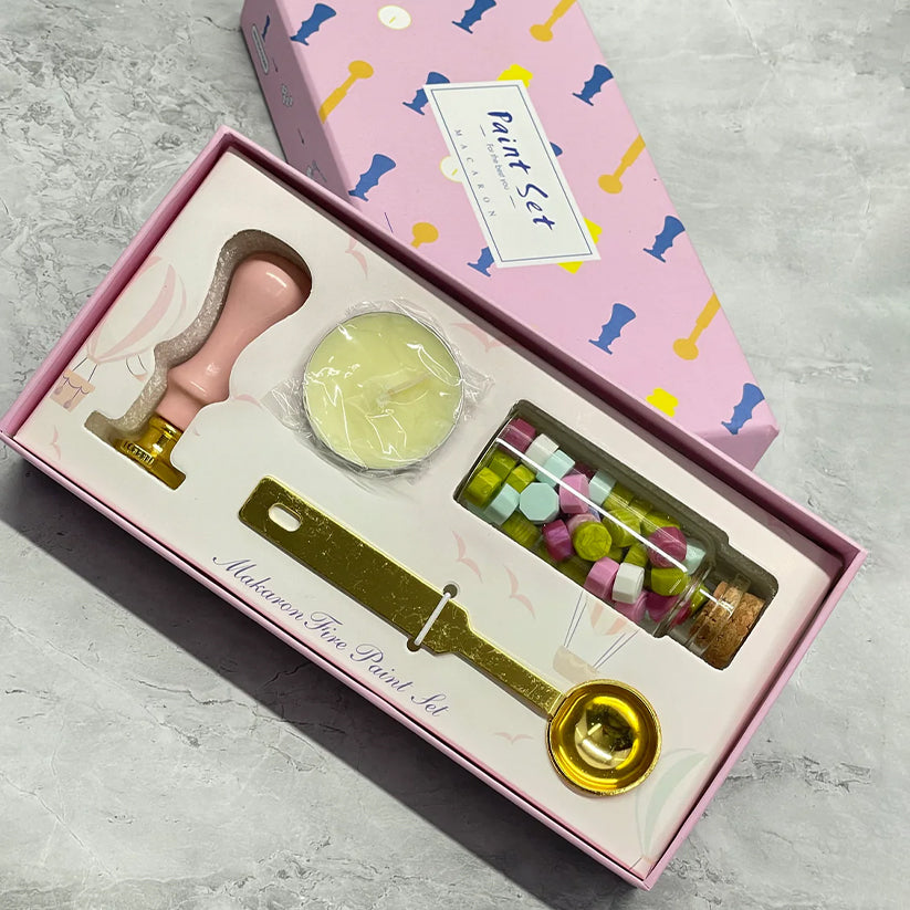 Vintage DIY Wax Seal Stamp Kit, 4 pcs, Meet Various Needs Wooden Sealing Stamp (pink) - Kidspark