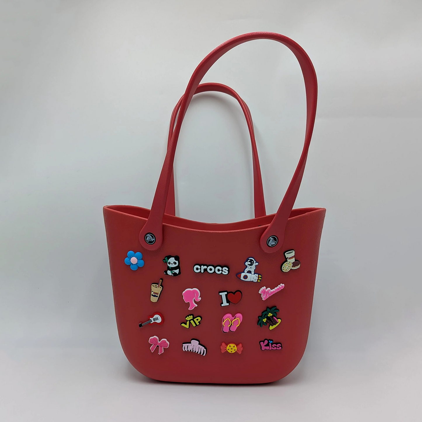 Crocs - big beach bag with jibbitz Red