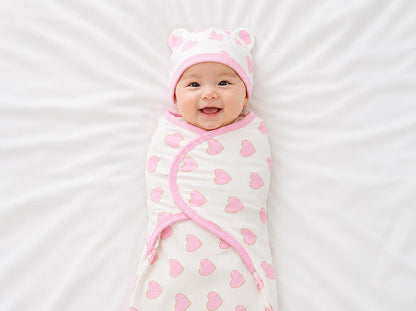 Kidspark new born bloom swaddle and cap set | 0-6 months | 0.5 TOG
