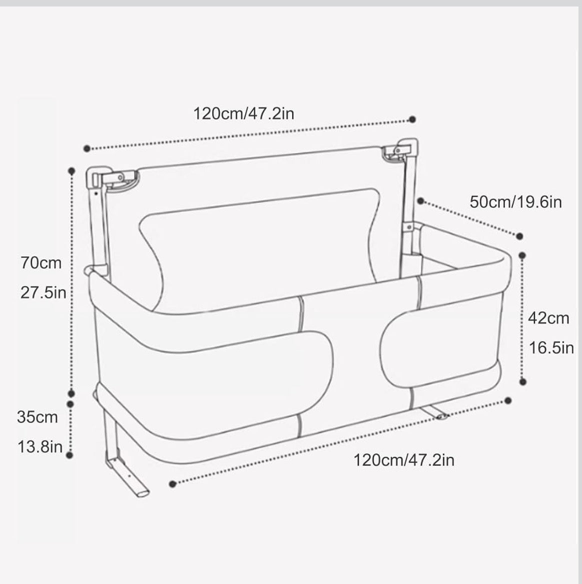 Kidspark 3 in 1 Bedside Crib | Cosleeping Crib | Folding Cot with Mosquito Net | Breathable Mesh Window| Adjustable Height