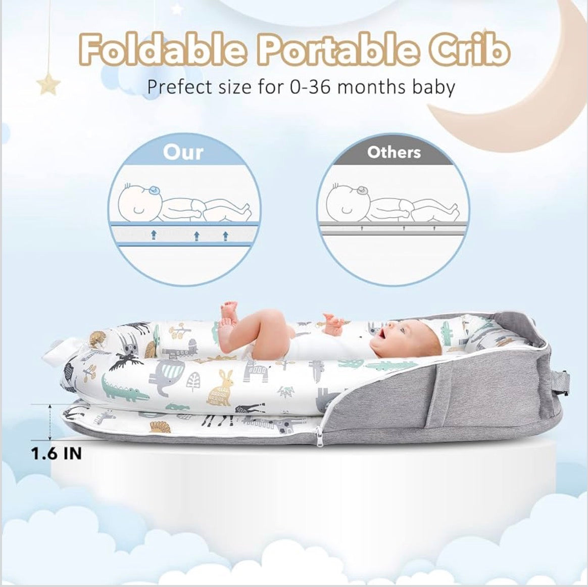 Kidspark Baby Lounger Cover Adjustable Baby Nest Cover for Co Sleeping, Ultra Soft 100% Cotton Baby Bed Cover Perfect for Traveling and Napping